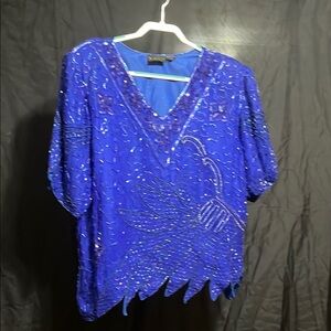 1980s Cobalt Blue Beaded Top